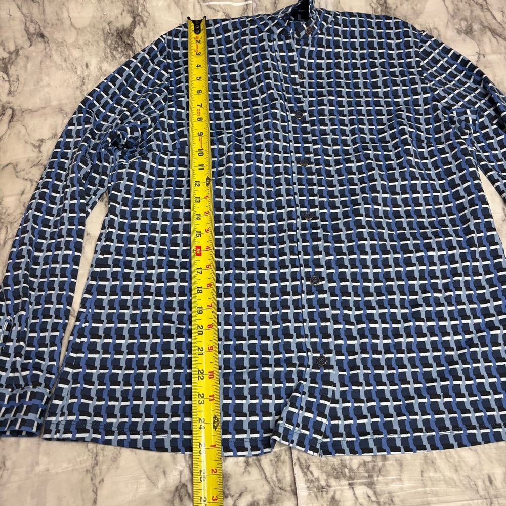 J.McLaughlin Durham Catalina Cloth Top long sleeve printed shirt blue white XL - Picture 3 of 8